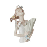 Maxbell Elegant Girl Statue Sculpture Floral Flower Pot for Home Office Living Room White