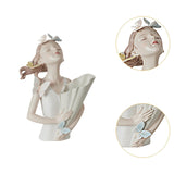 Maxbell Elegant Girl Statue Sculpture Floral Flower Pot for Home Office Living Room White