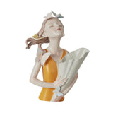 Maxbell Elegant Girl Statue Sculpture Floral Flower Pot for Home Office Living Room Orange