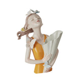 Maxbell Elegant Girl Statue Sculpture Floral Flower Pot for Home Office Living Room Orange