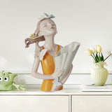 Maxbell Elegant Girl Statue Sculpture Floral Flower Pot for Home Office Living Room Orange