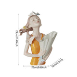 Maxbell Elegant Girl Statue Sculpture Floral Flower Pot for Home Office Living Room Orange