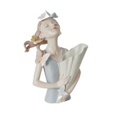 Maxbell Elegant Girl Statue Sculpture Floral Flower Pot for Home Office Living Room Light Blue
