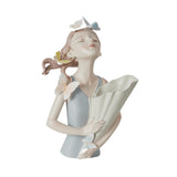 Maxbell Elegant Girl Statue Sculpture Floral Flower Pot for Home Office Living Room Light Blue