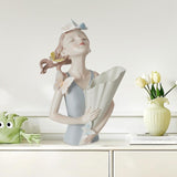 Maxbell Elegant Girl Statue Sculpture Floral Flower Pot for Home Office Living Room Light Blue