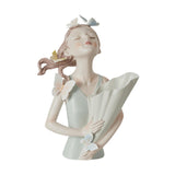 Maxbell Elegant Girl Statue Sculpture Floral Flower Pot for Home Office Living Room Light Green