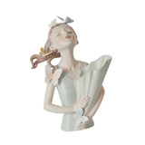 Maxbell Elegant Girl Statue Sculpture Floral Flower Pot for Home Office Living Room Light Green