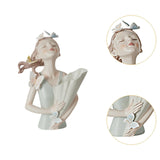 Maxbell Elegant Girl Statue Sculpture Floral Flower Pot for Home Office Living Room Light Green