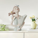 Maxbell Elegant Girl Statue Sculpture Floral Flower Pot for Home Office Living Room Light Green
