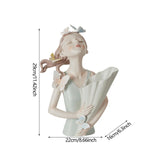 Maxbell Elegant Girl Statue Sculpture Floral Flower Pot for Home Office Living Room Light Green