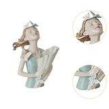 Maxbell Elegant Girl Statue Sculpture Floral Flower Pot for Home Office Living Room Cyan Blue