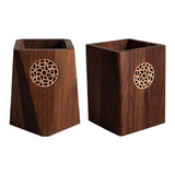 Maxbell Wooden Pen Holder Wood Storage Box Pencil Cup Pot for Desk School Stationery 7.5x10.5cm
