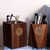 Maxbell Wooden Pen Holder Wood Storage Box Pencil Cup Pot for Desk School Stationery 7.5x10.5cm