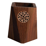 Maxbell Wooden Pen Holder Wood Storage Box Pencil Cup Pot for Desk School Stationery 7.5x10.5cm