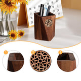 Maxbell Wooden Pen Holder Wood Storage Box Pencil Cup Pot for Desk School Stationery 7.5x10.5cm