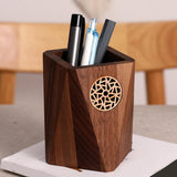 Maxbell Wooden Pen Holder Wood Storage Box Pencil Cup Pot for Desk School Stationery 7.5x10.5cm