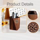 Maxbell Wooden Pen Holder Wood Storage Box Pencil Cup Pot for Desk School Stationery 7.5x10.5cm