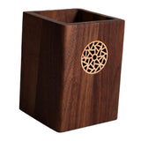 Maxbell Wooden Pen Holder Wood Storage Box Pencil Cup Pot for Desk School Stationery 8x8x10.5cm