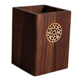 Maxbell Wooden Pen Holder Wood Storage Box Pencil Cup Pot for Desk School Stationery 8x8x10.5cm