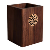 Maxbell Wooden Pen Holder Wood Storage Box Pencil Cup Pot for Desk School Stationery 8x8x10.5cm