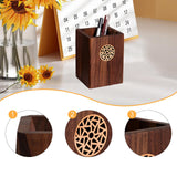 Maxbell Wooden Pen Holder Wood Storage Box Pencil Cup Pot for Desk School Stationery 8x8x10.5cm