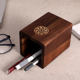 Maxbell Wooden Pen Holder Wood Storage Box Pencil Cup Pot for Desk School Stationery 8x8x10.5cm