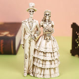 Maxbell Skeleton Bride and Groom Figurine Skeleton Wedding Couple Statue for Holiday