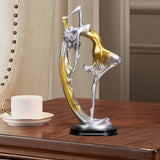 Maxbell Bailarinas Dancer Sculpture Home Decoration Art for Bedroom Book Shelf Table Gold