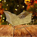 Maxbell Sleigh Ornament Christmas Statue Sleigh Sculpture for Shelf Desktop Festival