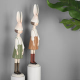 Maxbell Rabbit Girl Statue Collectible Desktop Sculpture for Bookshelf Cabinet Decor Brown