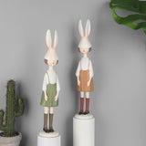 Maxbell Rabbit Girl Statue Collectible Desktop Sculpture for Bookshelf Cabinet Decor Green