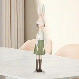 Maxbell Rabbit Girl Statue Collectible Desktop Sculpture for Bookshelf Cabinet Decor Green