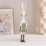 Maxbell Rabbit Girl Statue Collectible Desktop Sculpture for Bookshelf Cabinet Decor Green