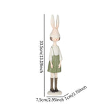 Maxbell Rabbit Girl Statue Collectible Desktop Sculpture for Bookshelf Cabinet Decor Green