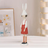 Maxbell Rabbit Girl Statue Collectible Desktop Sculpture for Bookshelf Cabinet Decor Red