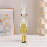 Maxbell Rabbit Girl Statue Collectible Desktop Sculpture for Bookshelf Cabinet Decor Yellow
