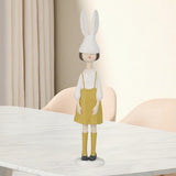 Maxbell Rabbit Girl Statue Collectible Desktop Sculpture for Bookshelf Cabinet Decor Yellow