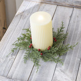 Maxbell Artificial Cedar and Berry Candle Ring Lightweight Versatile Inner Dia 7.5cm