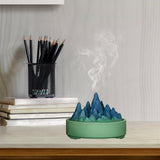 Maxbell Ceramic Censer Reading Room Desk Party Office Mountain Incense Burner Holder Green