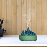 Maxbell Ceramic Censer Reading Room Desk Party Office Mountain Incense Burner Holder Green