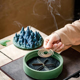 Maxbell Ceramic Censer Reading Room Desk Party Office Mountain Incense Burner Holder Green