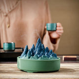 Maxbell Ceramic Censer Reading Room Desk Party Office Mountain Incense Burner Holder Green