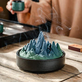 Maxbell Ceramic Censer Reading Room Desk Party Office Mountain Incense Burner Holder Green