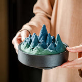 Maxbell Ceramic Censer Reading Room Desk Party Office Mountain Incense Burner Holder Green