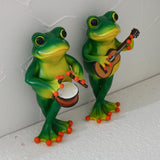 Maxbell Frog Figurine Creative Accessories Cute Decor for Living Room Dashboard Lawn Guitar