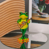 Maxbell Frog Figurine Creative Accessories Cute Decor for Living Room Dashboard Lawn Guitar