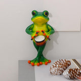 Maxbell Frog Figurine Creative Accessories Cute Decor for Living Room Dashboard Lawn Drum