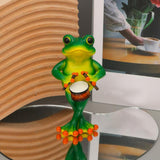 Maxbell Frog Figurine Creative Accessories Cute Decor for Living Room Dashboard Lawn Drum
