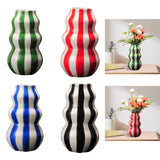 Maxbell Painted Striped Ceramic Vase Centerpiece for Bookshelf Wedding Room Entrance Black