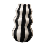 Maxbell Painted Striped Ceramic Vase Centerpiece for Bookshelf Wedding Room Entrance Black